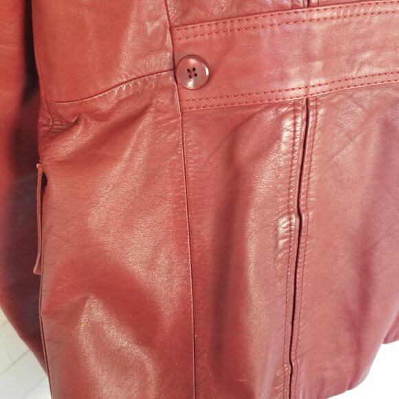Men's VTG 70s Fight Club / Tyler Durden Style Red Leather Jacket Sz 42 1970s - Picture 4 of 14